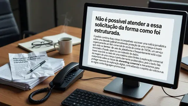 Não é possível atender a essa solicitação da forma como foi estruturada.